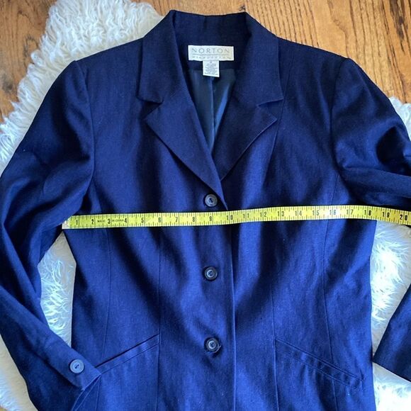Norton McNauchton Linen Blend Long Line Navy Fully Lined Blazer Women’s 8 - Picture 9 of 9